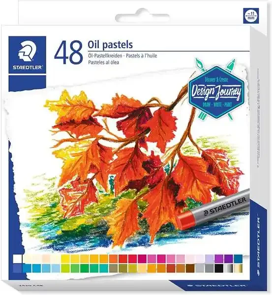 Staedtler Pasteles al Oleo 2420 Pack de 48 Ceras Blandas – Resistencia a la Rotura – Extremadamente Brillantes – Colores Surtidos