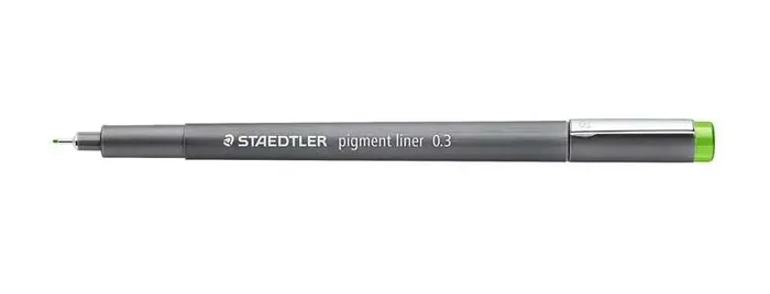 Staedtler Pigment Liner 308 Rotulador Calibrado – Trazo 0.3mm – Secado Rapido – Color Verde Claro (10 uds)