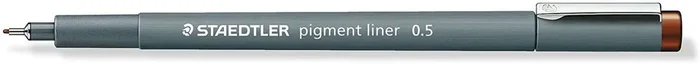 Staedtler Pigment Liner 308 Rotulador Calibrado – Trazo 0.5mm – Secado Rapido – Color Marron (10 uds)