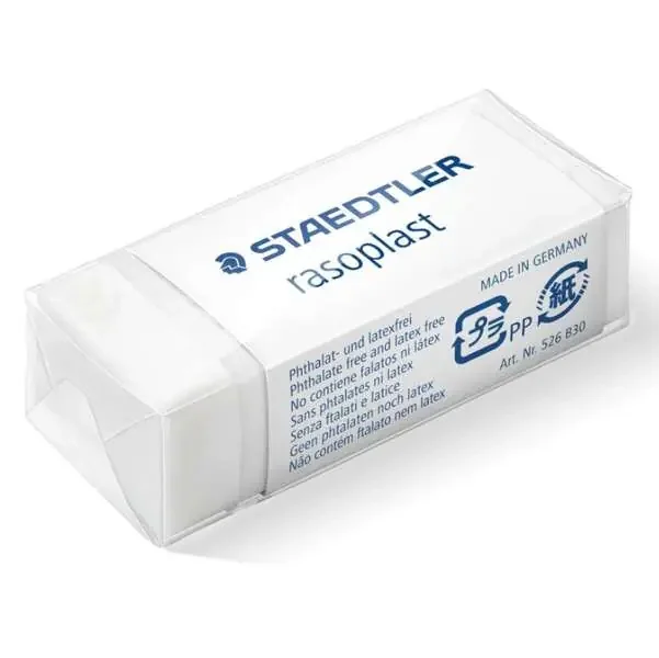 Staedtler Rasoplast 526 B30 Goma de Borrar – Borrado de Alta Calidad – Minimos Residuos – Color Blanco (30 uds)