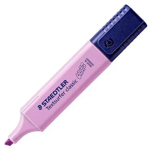 Staedtler Textsurfer Classic 364 Pastel Rotulador Marcador Fluorescente – Punta Biselada – Trazo entre 1mm-5mm – Tinta con Base de Agua – Color Lavanda (10 uds)