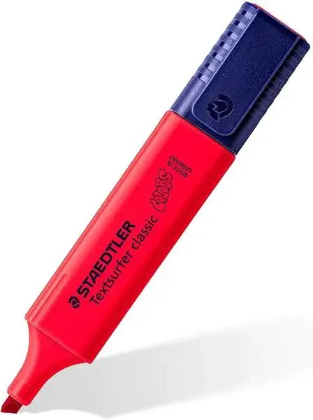 Staedtler Textsurfer Classic 364 Rotulador Marcador Fluorescente – Punta Biselada – Trazo entre 1mm-5mm – Tinta con Base de Agua – Color Bermellon (10 uds)