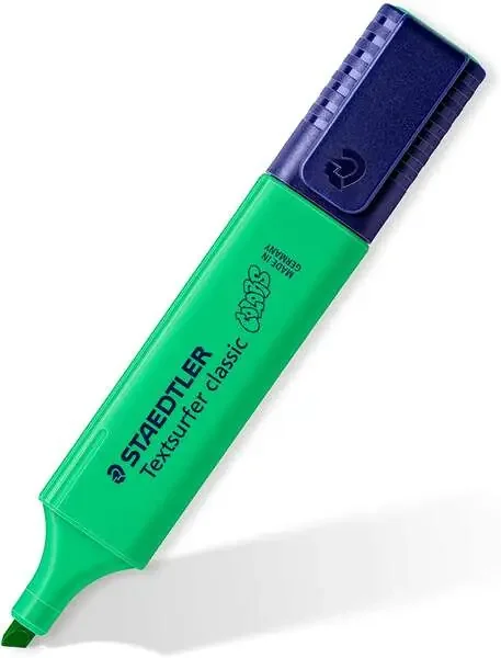 Staedtler Textsurfer Classic 364 Rotulador Marcador Fluorescente – Punta Biselada – Trazo entre 1mm-5mm – Tinta con Base de Agua – Color Verde Palido (10 uds)