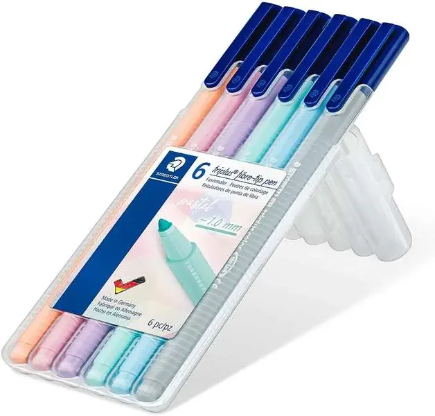 Staedtler Triplus Color 323 Pack de 6 Rotuladores de Punta Fina – Trazo 1mm Aprox – Tinta Base de Agua – Colores Surtidos