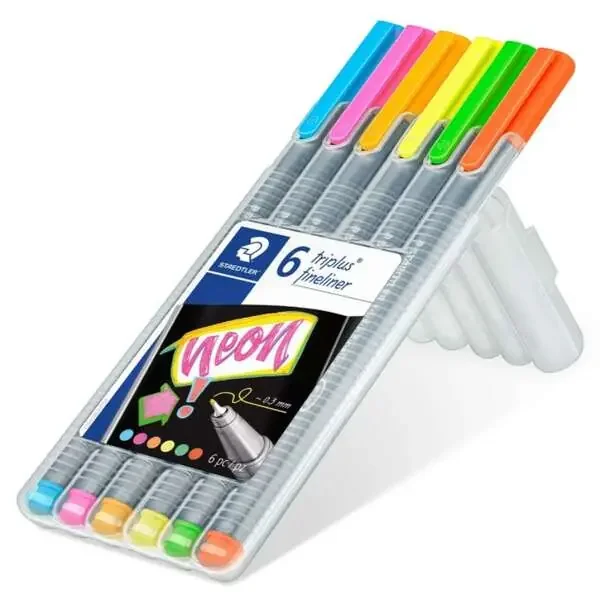 Staedtler Triplus Fineliner 334 Pack de 6 Rotuladores de Punta Fina – Trazo 0.3mm Aprox – Tinta Base de Agua – Colores Surtidos