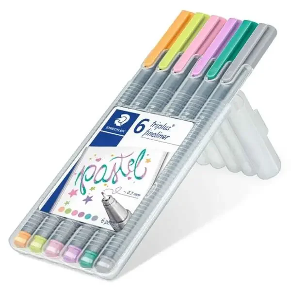 Staedtler Triplus Fineliner 334 Pack de 6 Rotuladores de Punta Fina – Trazo 0.3mm Aprox – Tinta Base de Agua – Colores Surtidos