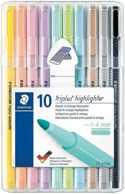 Staedtler Triplus Textsurfer 362 Pack de 10 Marcadores Fluorescentes – Trazo 1 – 4mm Aprox – Tina Base de Agua – Colores Surtidos