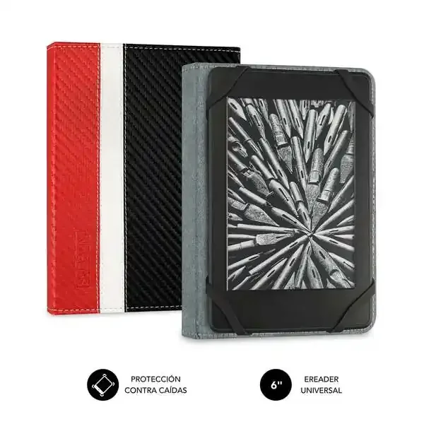 Subblim Funda Ereader 6″ Proteccion Ligera – Combinacion de Colores Elegante – Resistente Fibra de Carbono – Interior Aterciopelado – Lectura Comoda – Sujecion de Silicona – sin Daños en Pantalla – Cierre Elastico