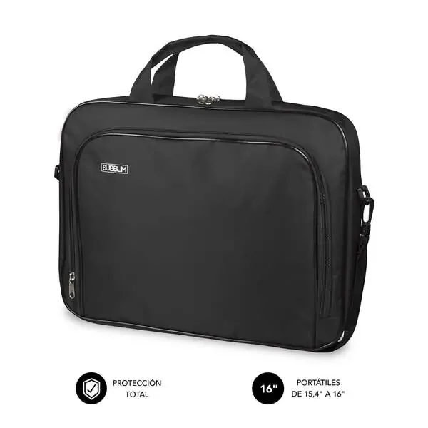 Subblim Maletin Oxford Resistente de Poliester – Interior Acolchado y Reforzado – Dos Compartimentos Separados – Bolsillo Exterior de Gran Capacidad – Correa de Hombro Ajustable y Desmontable