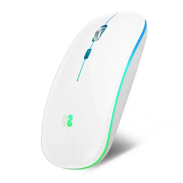 Subblim Ratón LED Dual Flat Mouse – Conexión Dual – Silent Click – Iluminación LED en 7 colores – Batería de larga duración – Color Blanco