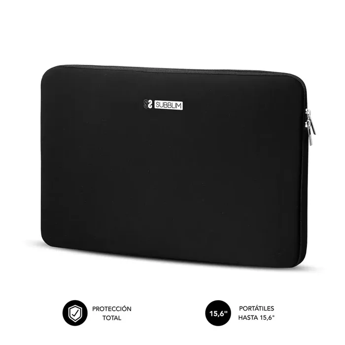 Subblim Skin Funda de Neopreno para Portatil 15.6″ – Cierre de Cremallera – Color Negro