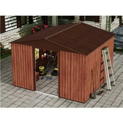 Sungarden Caseta de Metal – Puerta Corredera – 9.14M2 – Color Madera