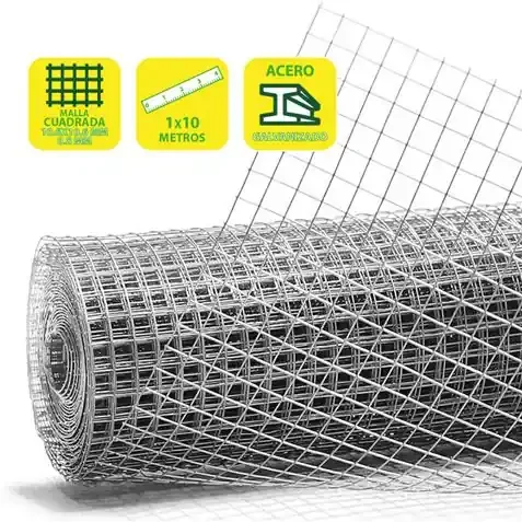 Sungarden Tela Metalica Galvanizada 10.6×10.6×0.8mm 1x10m – Color Gris