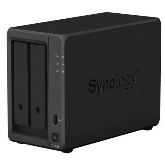 Synology DiskStation DS723+ Servidor de Almacenamiento NAS – Hasta 2 Unidades de Almacenamiento – Interfaz Soportado M.2, SATA III – Compatible con 2.5″, 3.5″ – 2x RJ-45, 1x USB 3.2