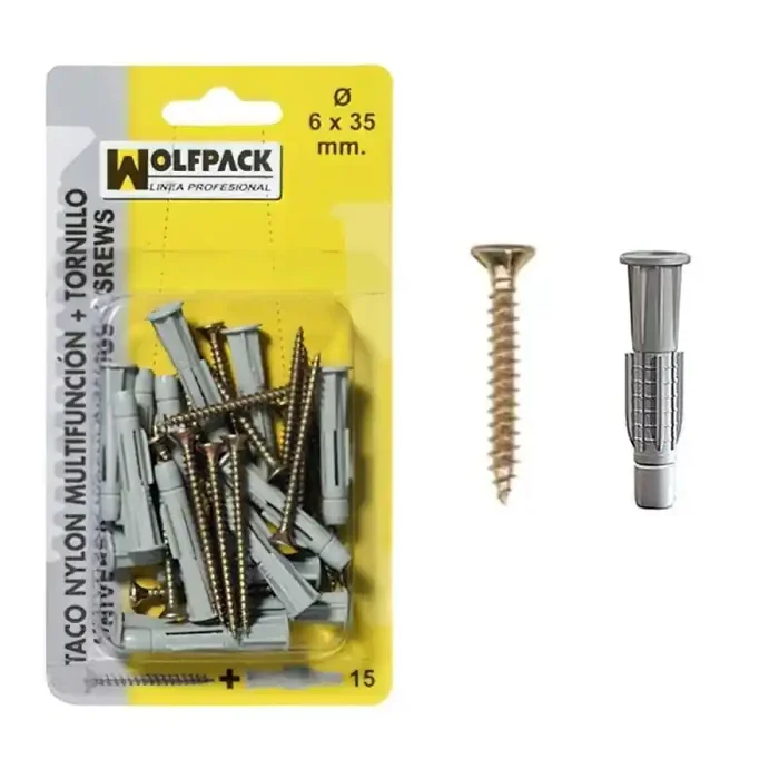 Taco Multi-acción + Tornillo MU 6×35 mm. (15 Piezas)