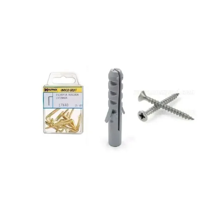 Taco N.º 4 Con Tornillos Cabeza Plana Zincada 3,5×25 mm. 15 unidades