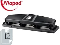 Taladrador Maped Essentials Metal 4 Taladros Capacidad 12 Hojas Color Negro 400111