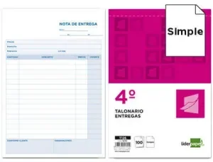 TALONARIO LIDERPAPEL ENTREGAS CUARTO ORIGINAL T126