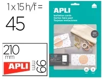 Tarjeta de visita Apli invitacion hogar 210×99 mm 200 gr blanca pack 17901