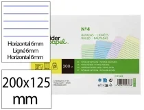 Tarjeta Liderpapel para estudiar rayada cartulina de colores 170 gr m2 125x200mm 171401