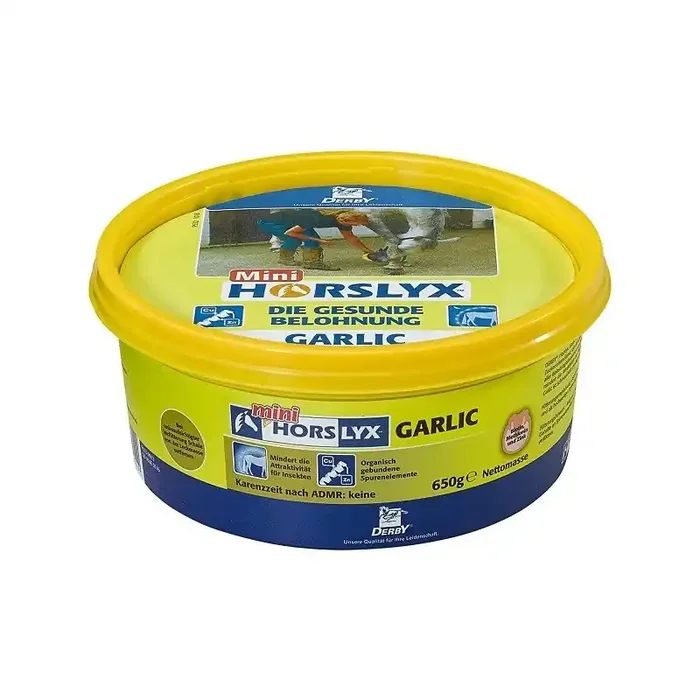 Tarrina de masilla para caballos Horslyx mini Garlic 650g