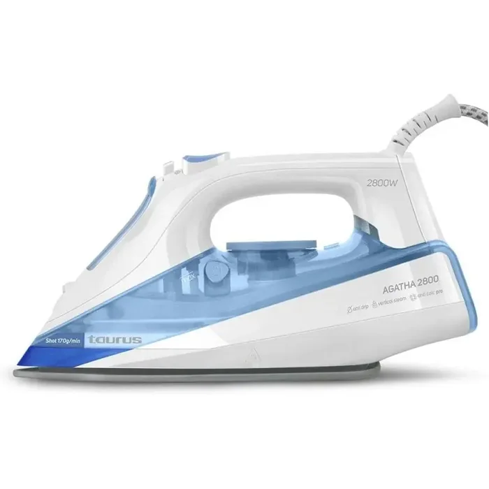 Taurus – Plancha de vapor Agatha 2800W Golpe de vapor 170g/min Punta de precisión Regulador de temperatura Suela cerámica Auto l