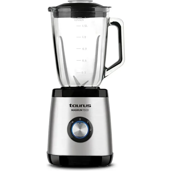 Taurus Magnum 1500 – Batidora de vaso, jarra cristal 1.5L, 1500W, 4 cuchillas inox desmontables 2 velocidades + Turbo