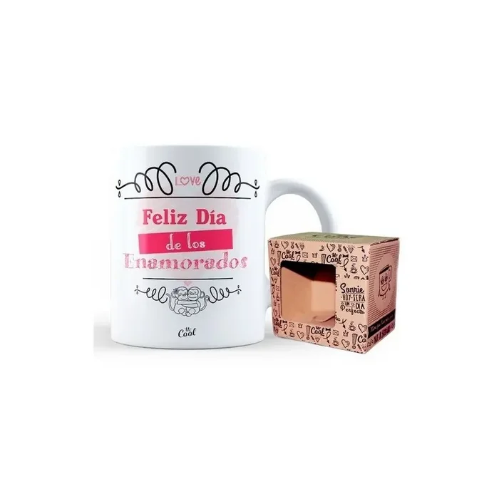 Taza ceramica 33cl MUG con mensaje Feliz dia de los enamorados