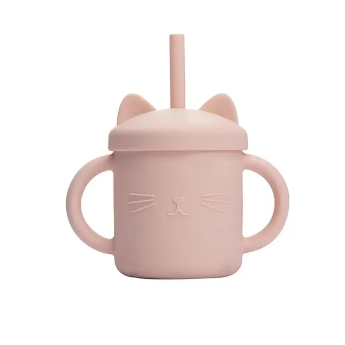 Taza de pajita de silicona para gatos bebé embaucador