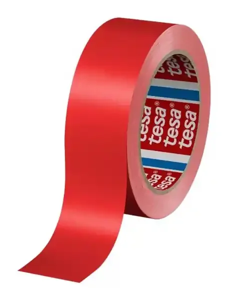 Tesa 60404 Cinta de Embalar Premium 12mm x 66 Metros – Fabricado en SPVC – Adhesivo de Caucho Natural – Color Rojo (12 uds)