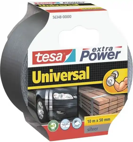 Tesa Extra Power Universal Cinta Adhesiva Multiusos 50mm x 10 Metros – Fuerte Poder de Pegado – Se Rompe Facilmente con la Mano – Resistente a la Intemperie – Color Gris