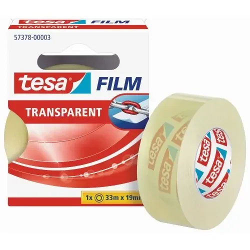 Tesa Tesafilm Cinta Autoadhesiva Transparente 19mmx33m – Resistente al Desgarro – Sin PVC