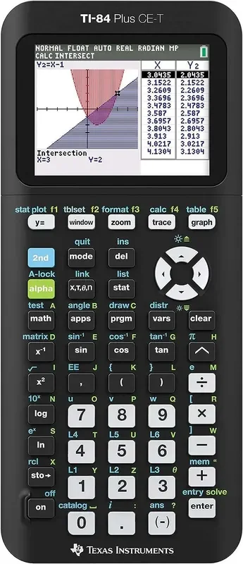 Texas-Instruments TI-84 Plus CE Calculadora Grafica – Pantalla Retroiluminada a Color – Soporta Programacion – 13 Aplicaciones Incluidas – Color Negro