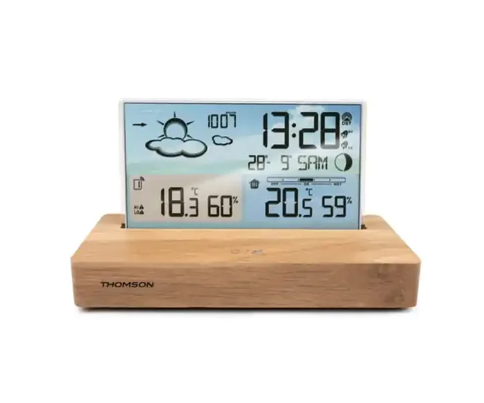 Thomson CT600 Estacion Meteorologica – Reloj Despertador – Color Madera/Blanco