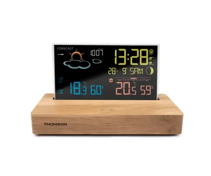 Thomson CT610 Estacion Meteorologica – Reloj Despertador – Color Madera/Negro