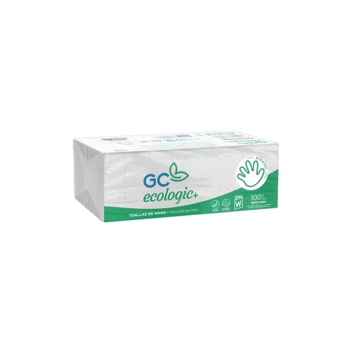 Toalla de papel mano engarzada ecologica 22,5×31 cm 2 capas paquete con 144 unidades