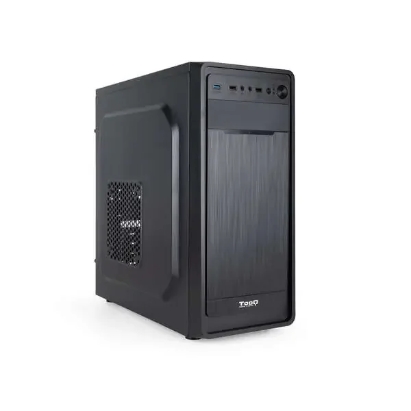 Tooq Caja Semitorre ATX/MicroATX/Mini-ITX – Tamaño Disco Soportado 3.5″, 2.5″ – USB3.0, 2.0, Audio HD – Ventilador 120mm Incluido – Color Negro