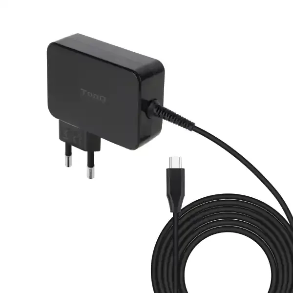Tooq Cargador de Portatil GaN USB-C/PD 100W – Cable de 1.80m – Color Negro