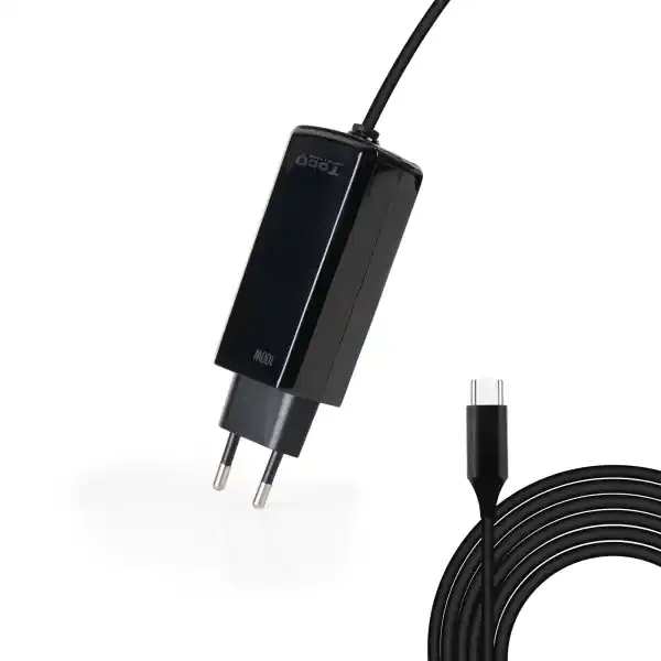 Tooq Cargador de Portatil GaN USB-C/PD 100W – Cable de 1.80m – Color Negro