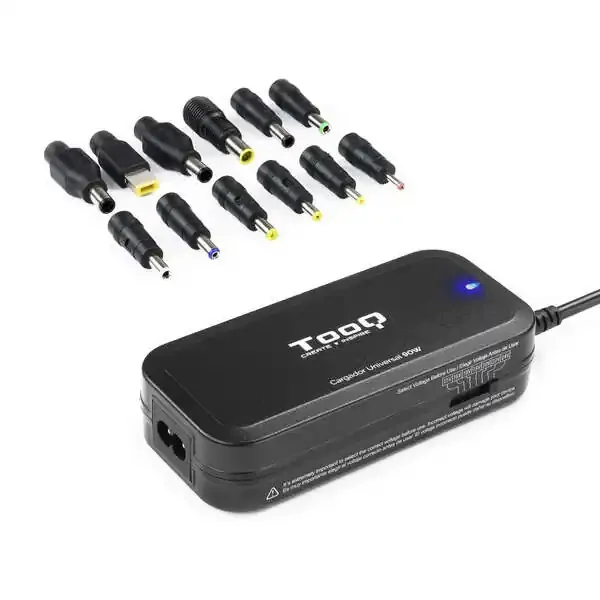 Tooq Cargador Universal para Portatil 90W – USB – 12 Adaptadores – Voltaje 15-24V