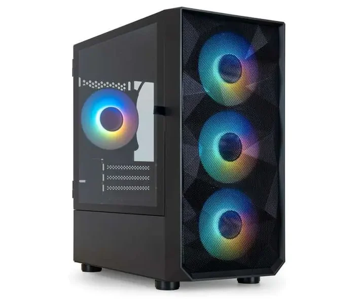 Tooq Seizure Caja Minitorre Gaming Micro-ATX/Mini-ITX – Panel Lateral Cristal Templado – Tamaño Disco Soportado 3.5″, 2.5″ – USB3.0, 2.0, Audio HD – 4 Ventiladores 120mm ARGB Incluidos – Soporta Refrigeracion Liquida – Color Negro