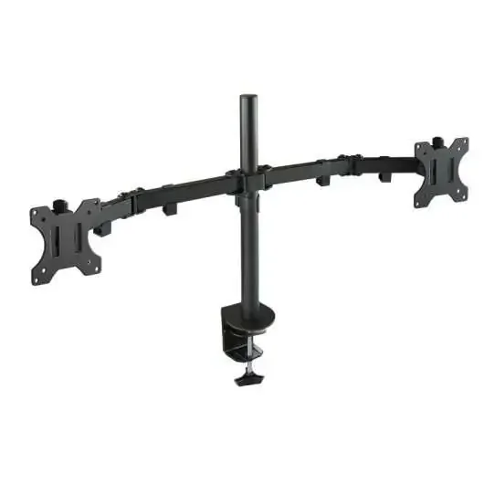 Tooq Soporte de Mesa con Brazos Articulados para 2 Monitores de 13″-32″ – Giratorio e Inclinable – Gestion de Cables – Peso Max 8kg x Brazo – VESA 100x100mm