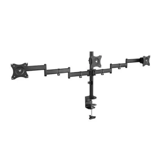 Tooq Soporte de Mesa con Brazos Articulados para 3 Monitores de 13″-27″ – Giratorio e Inclinable – Gestion de Cables – Peso Max 8kg x Brazo – VESA 100x100mm