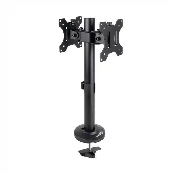 Tooq Soporte de Mesa para 2 Monitores de 17″-32″ – Gestion de Cables – Peso Max 8kg x Brazo – VESA Max. 100x100mm – Color Negro