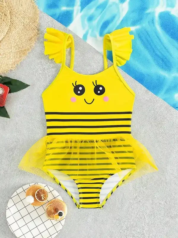Traje de baño bebé niña cartoon con mangas flotantes