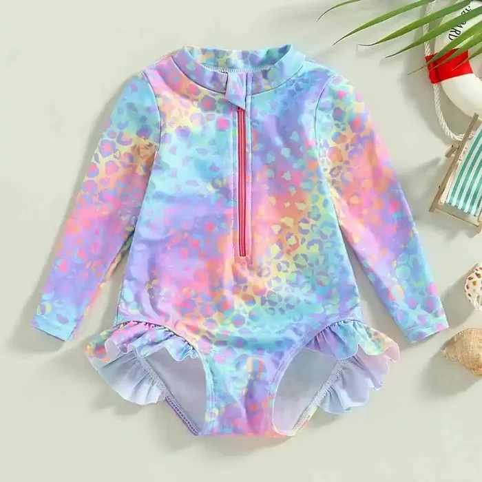 Traje de baño bebé niña escamas, floral, mangas largas