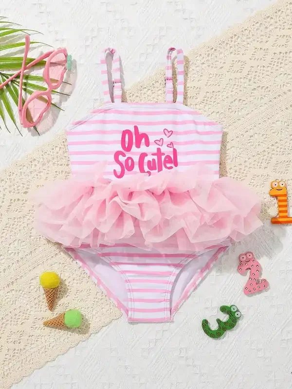 Traje de baño de una pieza para bebé niña – Estilo princesa rosa
