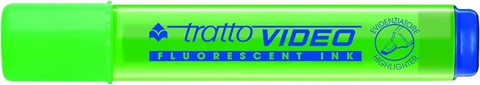 Tratto Video Marcador Fluorescente – Punta Biselada – Tinta Base de Agua – Secado Rapido – Color Verde Fluorescente (12 uds)