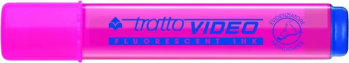 Tratto Video Marcador Fluorescente – Punta Biselada – Tinta Base de Agua – Secado Rapido – Color Rosa Fluorescente (12 uds)