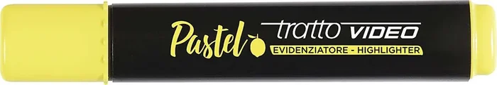 Tratto Video Pastel Marcador Fluorescente – Punta Biselada – Tinta al Agua – Secado Rapido – Color Amarillo Limon (12 uds)